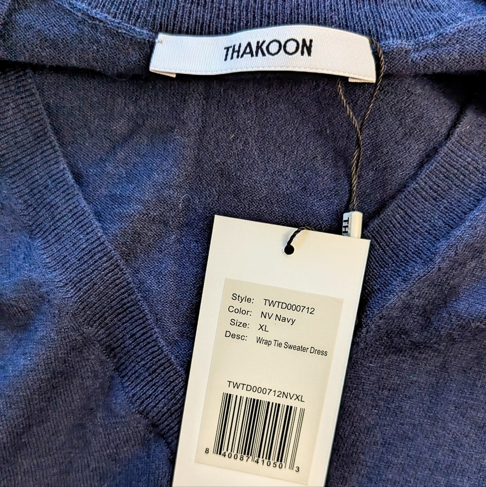 NWT Thakoon Navy Wrap Tie Sweater Dress - Picture 4 of 4